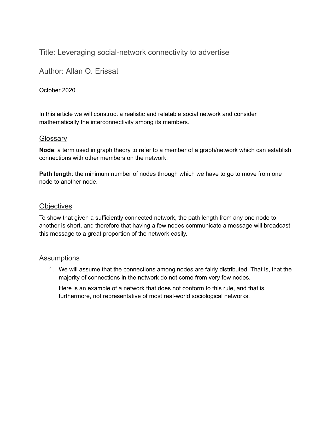 Leveraging social-network connectivity to advertise first page