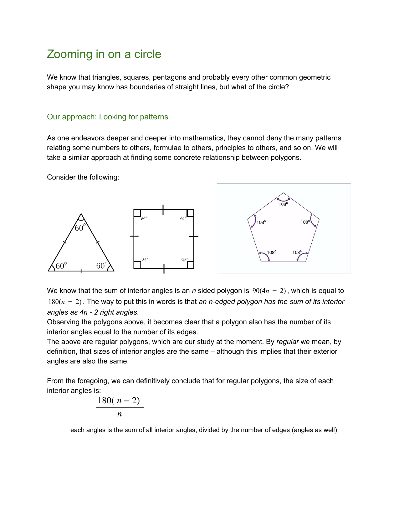 Zooming in on a circle first page
